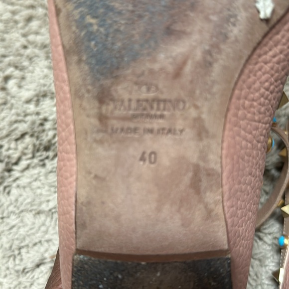 Valentino Beige Leather T Strap Rockstud Ballet Flats Size 40 - Picture 5 of 8
